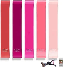 FTTYONE Set of 5 Resistance Bands for Working Out, Different Levels Pink 