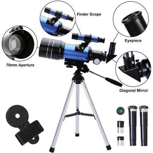 70mm Telescopes Gifts for Kids Adults Astronomy Beginners Refractor AU - Picture 4 of 8