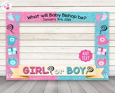 Gender Reveal Party Photo Booth Frame Prop -PERSONALIZED PRINTED & SHIPPED
