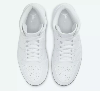 Air Jordan 1 Mid Triple White Size 10 Men [554724-130] Brand New