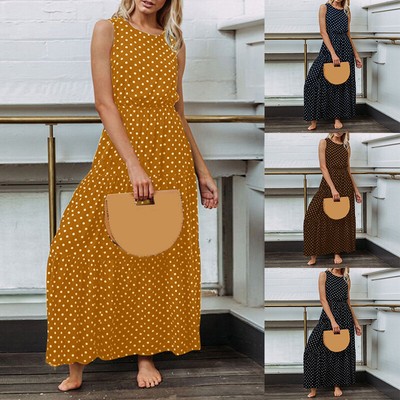 Womens Sleeveless Polka Dot Dress 