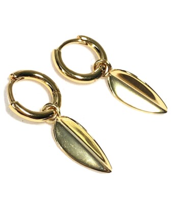 Tous Silver Vermeil Fragile Nature Leaf Hoop Earrings🍂