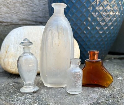 4 Historische Parfüm Flakons um 1900 / Parfume vials Duftwasser Design Ice - Bild 1 von 4