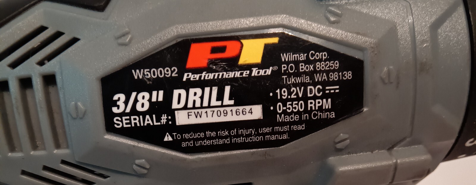 Performance Tool 3/8 Inch Drill W50092 Parts Only with battery 