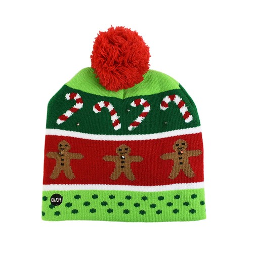 Unisex LED Gorro de Navidad Sombrero Cálido Suave Pan de Jengibre Navidad ¡Gorro Iluminado Regalo! - Imagen 4 de 8