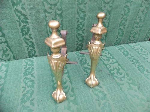 ANTIQUE BRASS FIRE DOGS - Picture 12 of 12