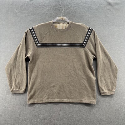 alpine design mens size L brown striped crewneck sweater pullover