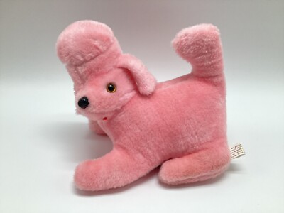 Vintage Sears Roebuck Pink Bubblegum Poodle Puppy Dog Plush Radio