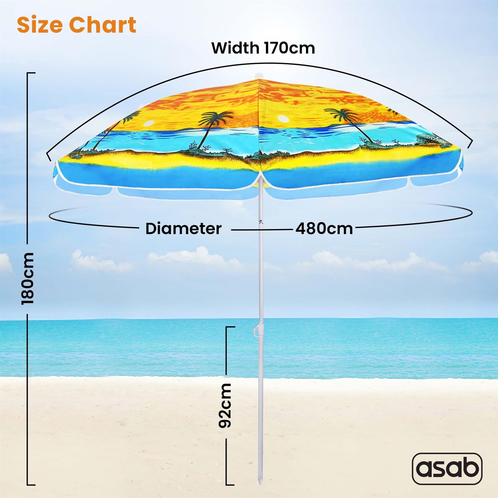 6FT Beach Brolly Garden Patio Umbrella Parasol Sun Shade Outdoor UV