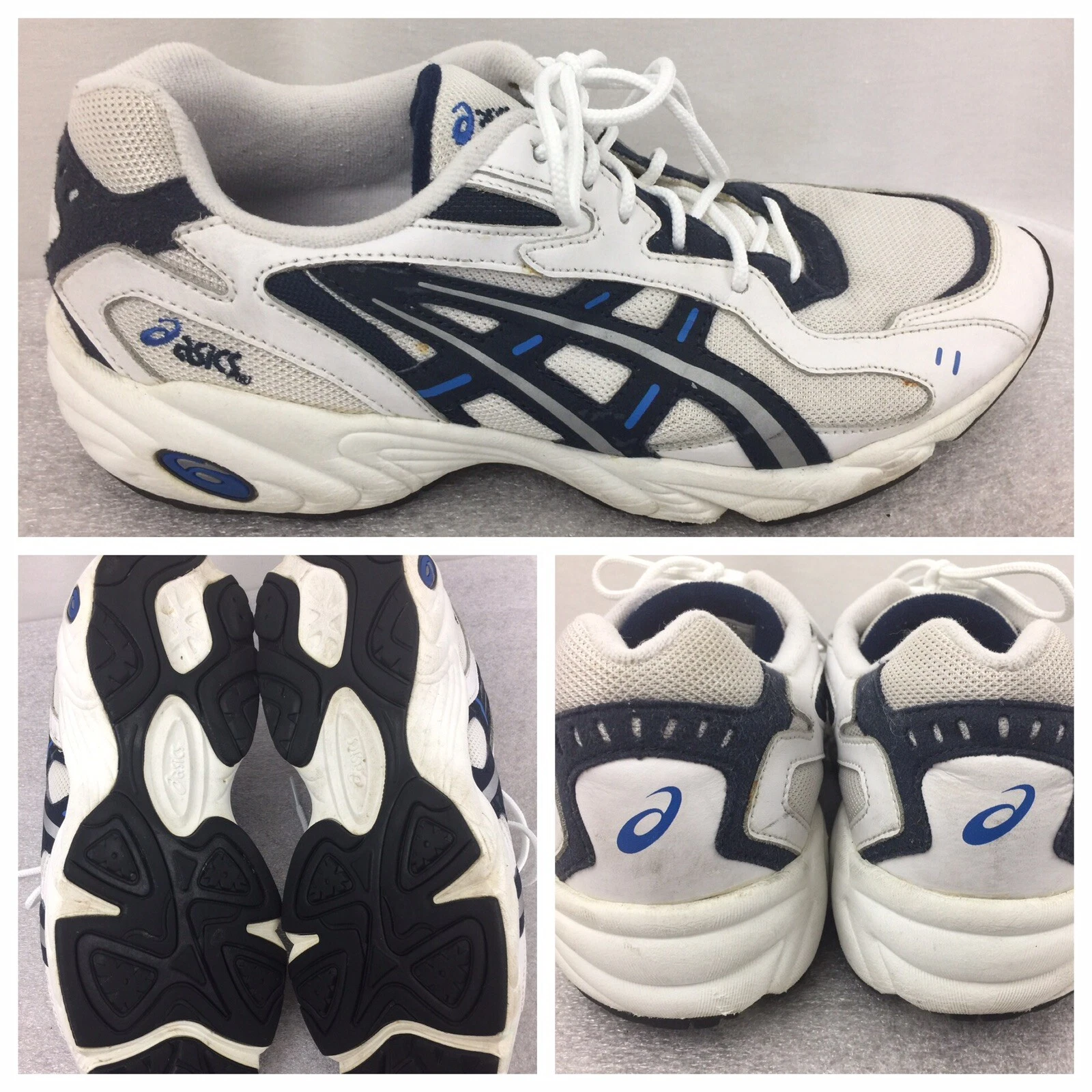 Scarpe da ginnastica uomo Asics taglia 11 US EUR 45 TK4OG bianco blu bordo F150605