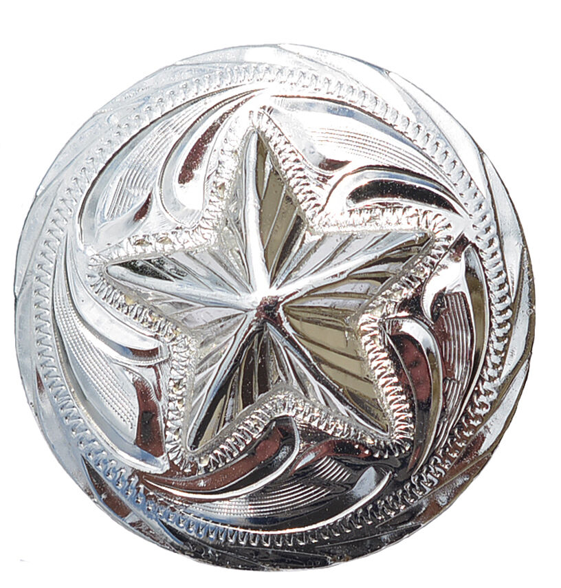 1 2'' Kansas City Mall Hand engraved Silver # Concho Star T287 Manufacturer regenerated product
