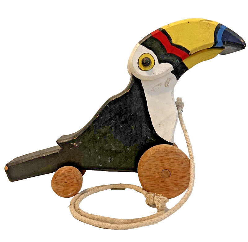 Unbranded Wooden Activity Toucan - Pull Along Toy 8" Tall 10" Long and 3" Wide