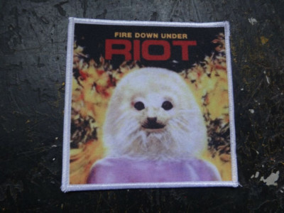 Riot Saxon Patch Heavy Thrash Metal Kutte Priest White Border