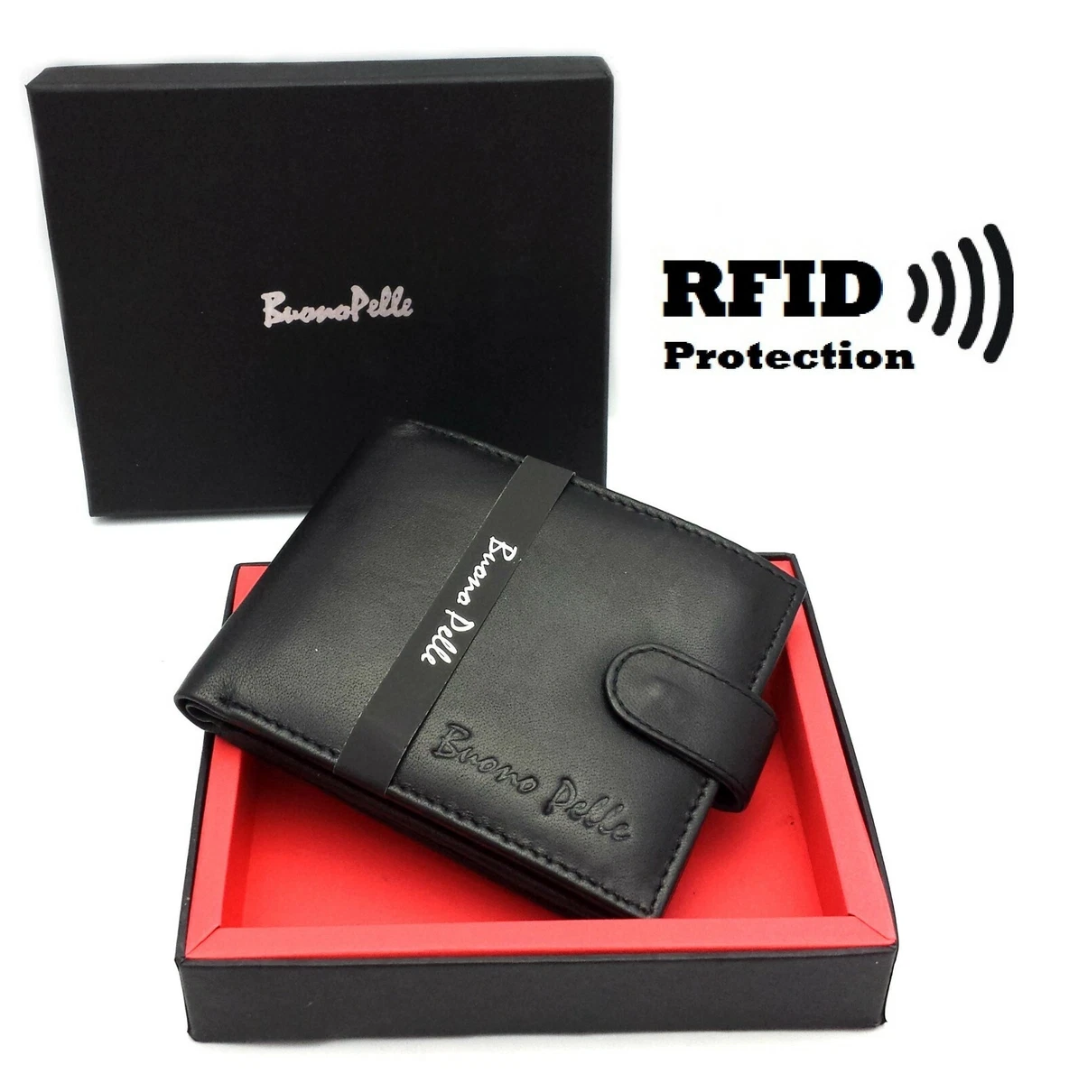 Large Zipped Men's Leather Wallet with RFID Protection