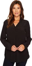 Tribal Women's Long Sleeve Double Layer Front Blouse Black Medium