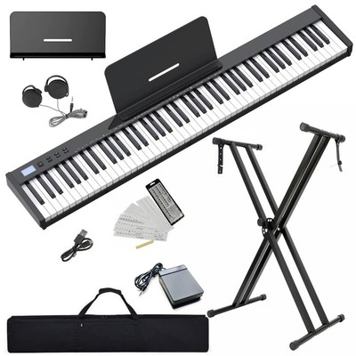 Piano Keyboard 88 Keys Semi-weighted Compact Portable Digital Piano Set for B...