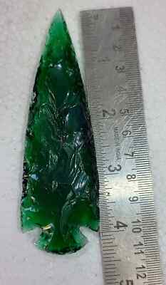 Green Obsidian Glass Spearhead Arrowhead Crystal for Jewelry Making & Healing.