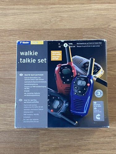 Tchibo TCM Walkie Talkies Set LED Light LCD Display Microphone Speaker Manual - Zdjęcie 5 z 9