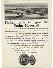 1931 TIMKEN BEARING Co BOEING Monomail Single Wing Airplane art Vintage Print Ad