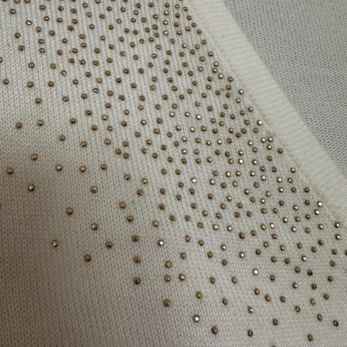 Calvin Klein Womens Sweater S White Knit Cardigan Gold Studded Vneck Long Sleeve - Picture 5 of 8