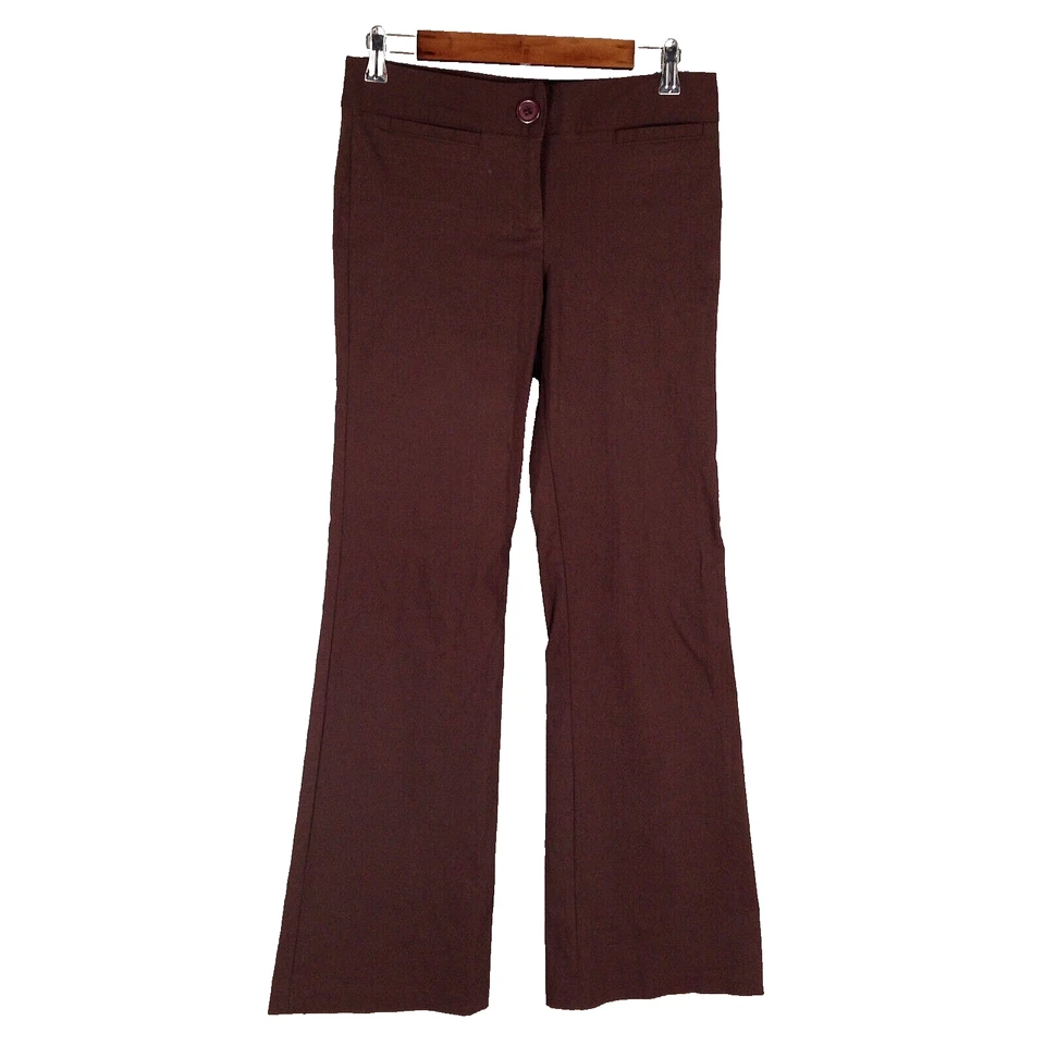 Calça social feminina de zinco alargada carreira júnior 5 stretch marrom sólido cintura média - Imagem 2 de 4