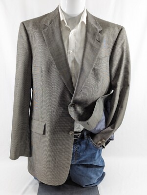 Hart Schaffner Marx Mens Blazer Sport Coat Two Button Jacket Wool 42L Birdseye 