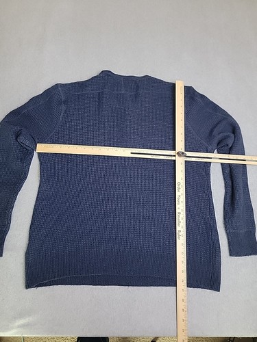 Maglione Schott Bros Henley uomo L blu misto lana tessuto waffle termico preppy - Foto 10 di 13