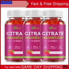 1-3x Magnesium Citrate 600mg Gummies Super Strong Effective Vegan Gummy 60 Pills