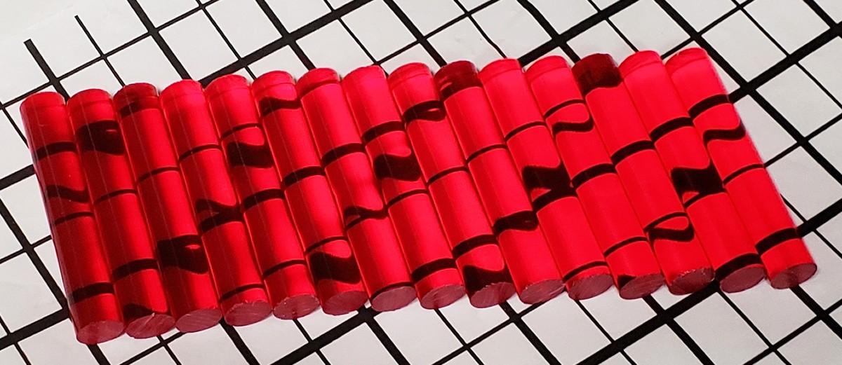 15 Pieces 1/2" X 3" Clear Red Translucent Acrylic Rod Dowels - Plexiglass Lucite - Best Acrylics - USA Made