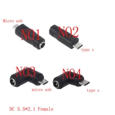 Type C Micro USB Male to DC 5.5 x 2.1mm DC Female Connector Charge Power Adapter