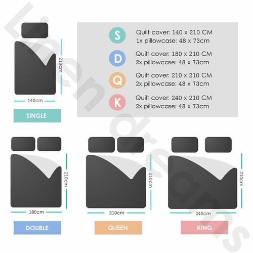 2025 New Soft Doona Duvet Quilt Cover Set Single Double Queen King Size Bed - Picture 2 of 43