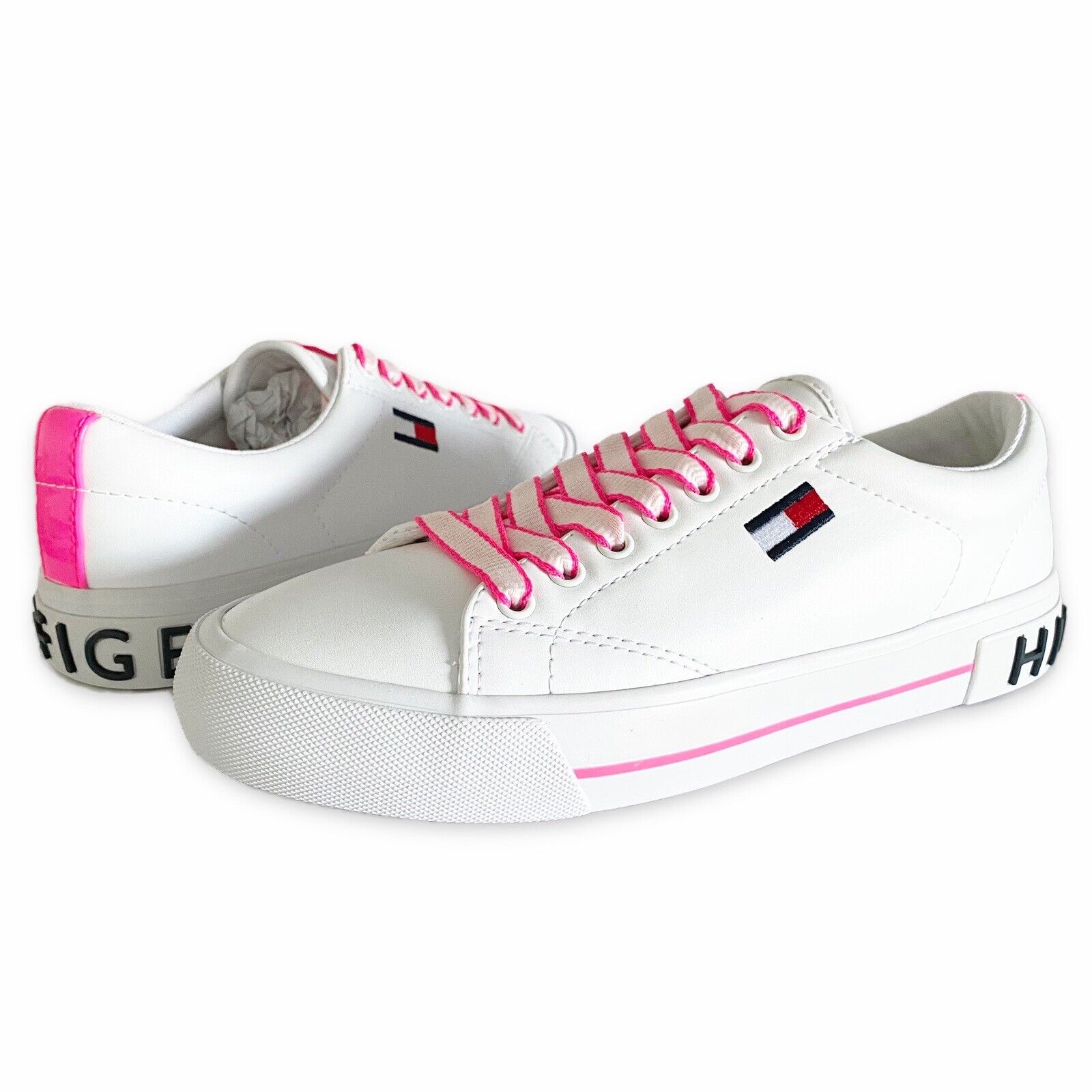 TOMMY HILFIGER: sneakers in recycled synthetic leather with Velcro - White