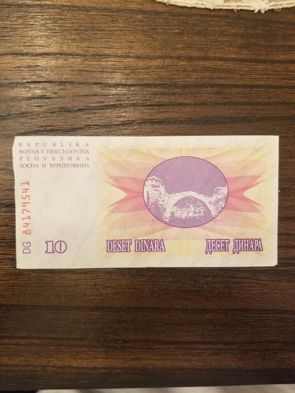 Bosnia Herzegovina BiH 10 Dinars Deset Dinara Bill Banknote Currency Paper Money