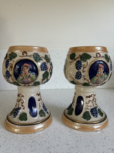 Lotto calici Ansbach Germania in ceramica fatti a mano 5,5" - Foto 3 di 10
