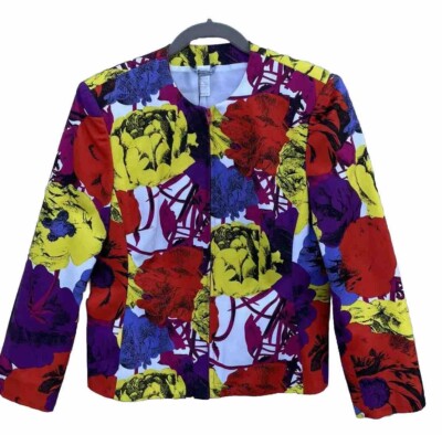 Vintage 90s Gianni Versace Warhol Flowers Cotton Zip Jacket Italy Rare  Archival