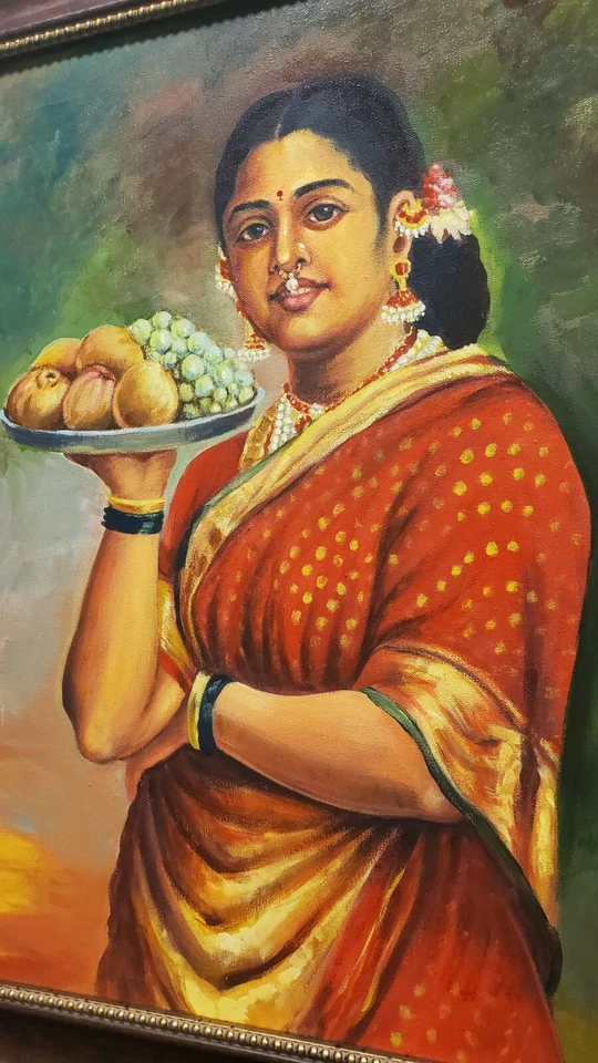 Красивая картина маслом на холсте леди из Индии Махараштриан Мумбаи - Изображение 4 из 4