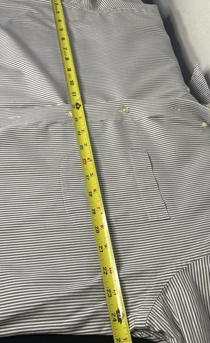 Vintage Lands End Direct Mens Dress Shirt 17-34 Regular Gray Strips Long Sleeve - Picture 7 of 10