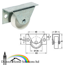 Pack Of 4 Castor Fixed Single Wheels Without Brake � 35mm, Side Plate Fixing