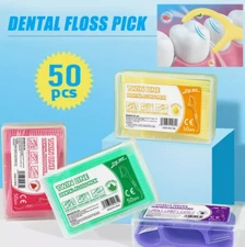 50X Toothpick Oral Care Fruit Flavored Dental Floss Oral