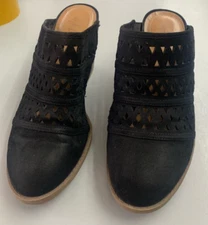 STYLE & CO SHOES SANDALS HEEL MULE CLOSED TOE SUEDE SIZE 8.5M BLACK