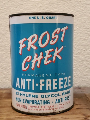 Vintage FROST CHEK Anti Freeze Motor Oil Qt Gas Station metal can