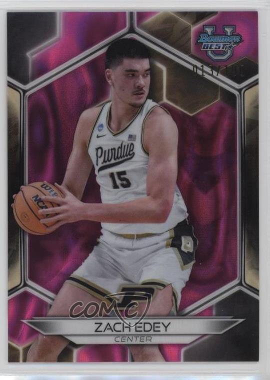 2023-24 Bowman University Best Pink Lava Refractor 13/100 Zach Edey #74