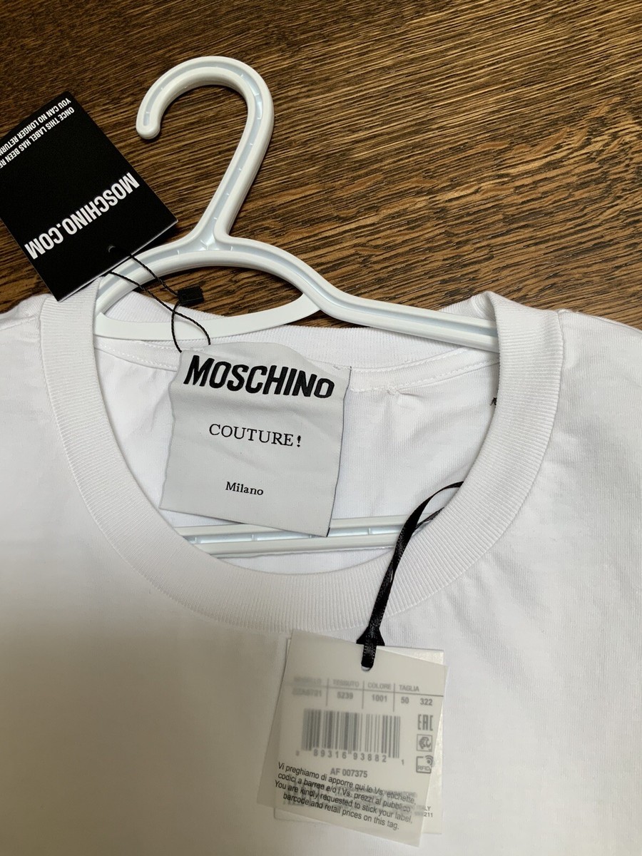 MOSCHINO COUTURE Belt Logo Print Short Sleeve T- Shirt White
