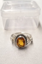 Oval Citrine and Sterling Silver Ring sz 9