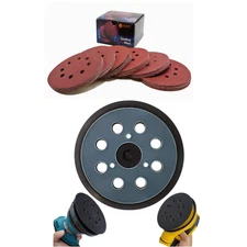 5in 40-320 Grit Assorted Hook Loop 8-H Sanding Disc With Replacement Backing Pad