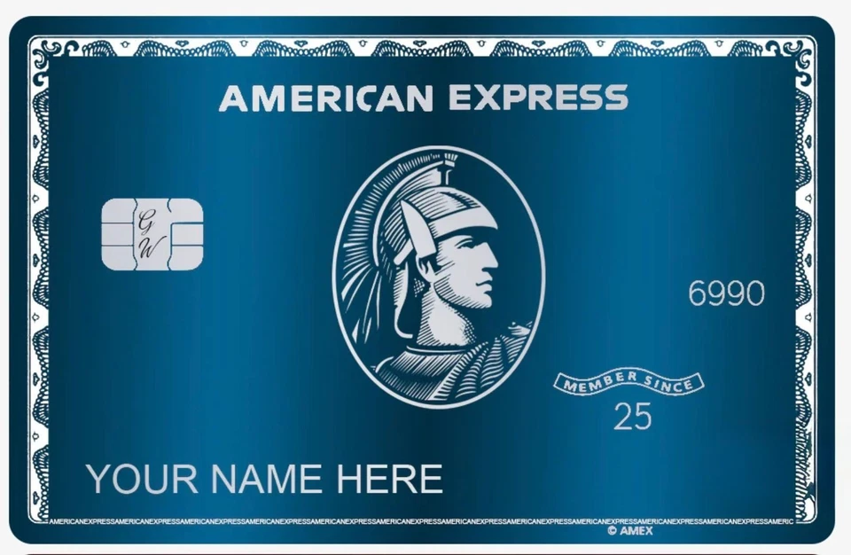 Amex Custom Blue Metal Card - With Standard Small Chip Design - 2025 Novelty. - Image 4 of 4