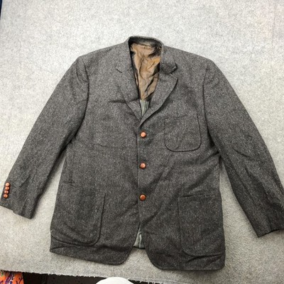 Kroon Blazer Mens 46R Gray Wool Silk Blend Sportcoat Patch Pockets Tweed Vented