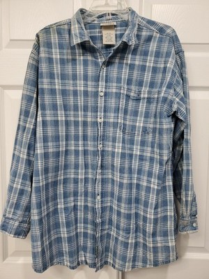 Northern Reflections Blue Plaid Print 100% Cotton Button Up Shirt Women s XL Vtg