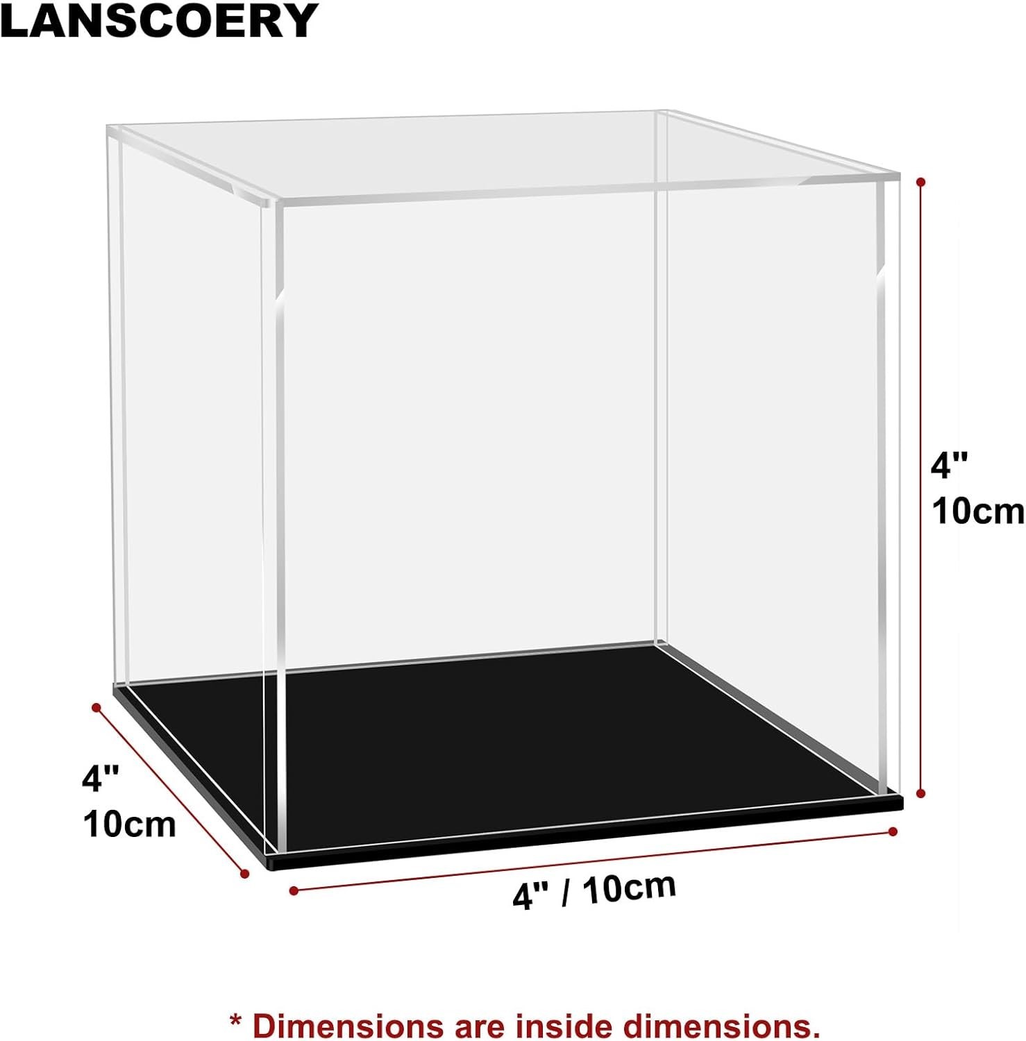 Elegant 4x4 Acrylic Display Case with Black Base & LED Light for Collectibles