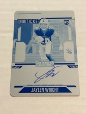 2024 PANINI CONTENDERS JAYLEN WRIGHT 1/1 PRINTING PLATE ON CARD RC AUTO TN3